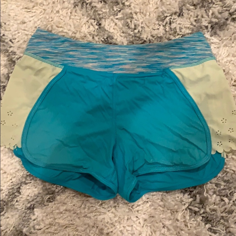 Lululemon blue and yellow running shorts!